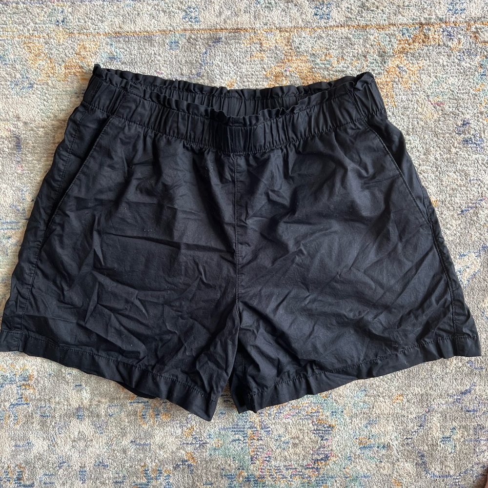 Paper bag elastic waist high waisted shorts